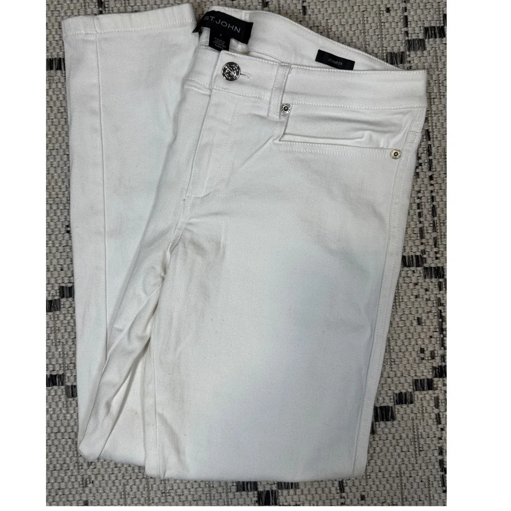 St. John Jennifer White‎ Denim Jeans Size 8 Mid-Rise Slim Fit Classic